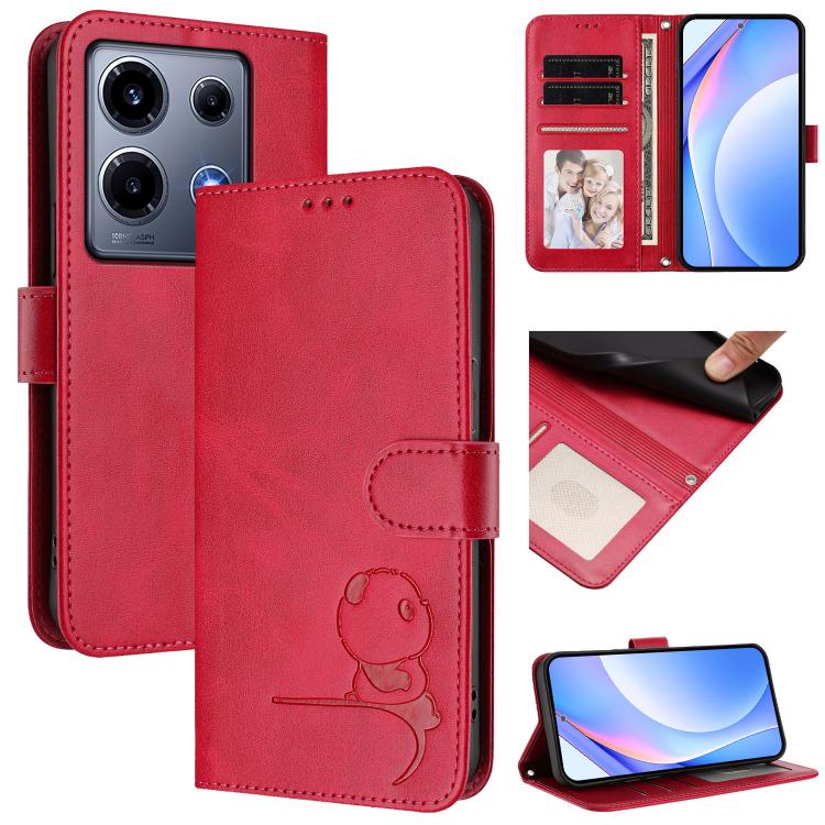 Litter Panda Embossing RFID Leather Phone Case with Lanyard, For Infinix Hot 30 5G, For Infinix Hot 30 Play NFC, For Infinix Smart 7 Plus / Smart 7 HD, For Infinix Note 30 4G / 5G, For Infinix Note 30 Pro 4G, Infinix Note 30 VIP, For Infinix Hot 30i   ...