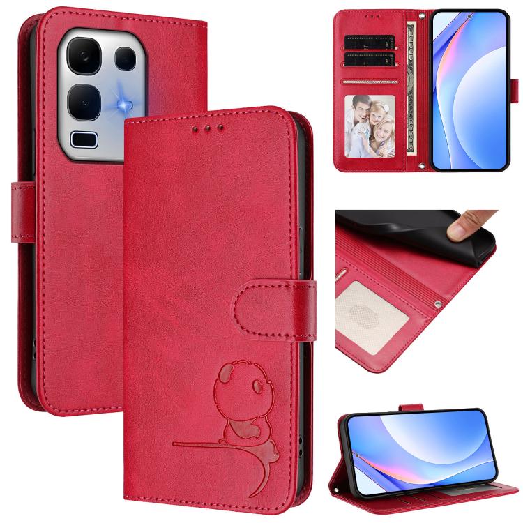 Litter Panda Embossing RFID Leather Phone Case with Lanyard, For Infinix Note 50x, For Infinix Note 50 Pro+ 5G, For Infinix Note 50 4G / 50 Pro 4G, For Infinix Hot 50i / Smart 9, For Infinix Hot 50 Pro+ 4G, For Infinix Hot 50 4G, For Infinix Hot 50 5G ...