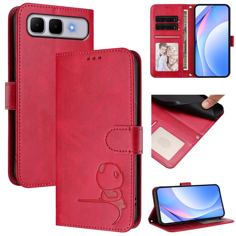 Litter Panda Embossing RFID Leather Phone Case with Lanyard, For Infinix GT 50 Pro 5G, For Infinix Note Edge 5G, For Infinix Smart 20 4G, For Infinix Note 60 / 60 Pro 5G, For Infinix Smart 10 Plus 4G, For Infinix Smart 10 / Tecno Pop 10                ...