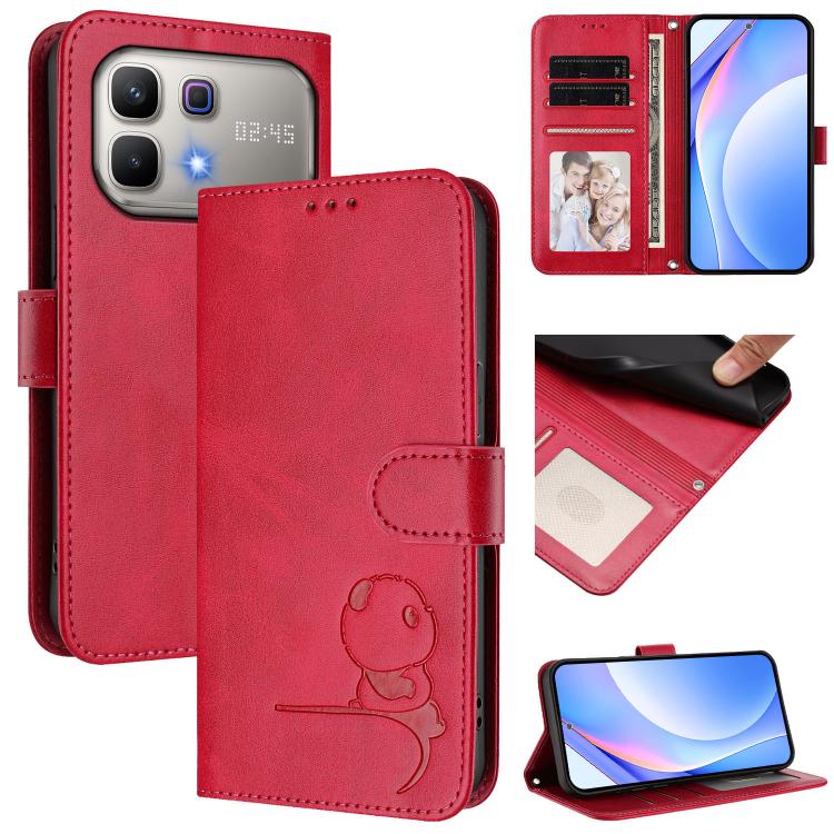 Litter Panda Embossing RFID Leather Phone Case with Lanyard, For Infinix GT 50 Pro 5G, For Infinix Note Edge 5G, For Infinix Smart 20 4G, For Infinix Note 60 / 60 Pro 5G, For Infinix Smart 10 Plus 4G, For Infinix Smart 10 / Tecno Pop 10                ...