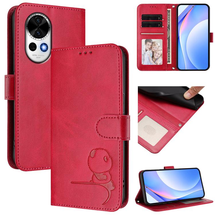 Litter Panda Embossing RFID Leather Phone Case with Lanyard, For Huawei nova 12i / nova 13i 4G, For Huawei Mate 70 Pro, For Huawei Mate 70, For Huawei nova 13 Pro, For Huawei nova 12 / nova 13, For Huawei Pura 70 Pro / 70 Pro+, For Huawei nova 12s     ...