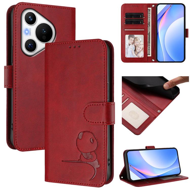 Litter Panda Embossing RFID Leather Phone Case with Lanyard, For Huawei nova 12i / nova 13i 4G, For Huawei Mate 70 Pro, For Huawei Mate 70, For Huawei nova 13 Pro, For Huawei nova 12 / nova 13, For Huawei Pura 70 Pro / 70 Pro+, For Huawei nova 12s     ...