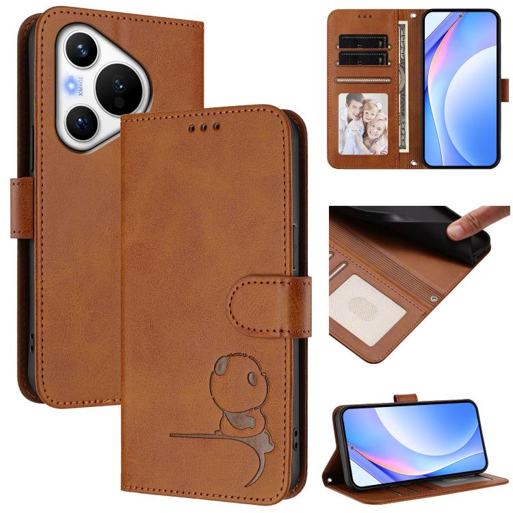 Litter Panda Embossing RFID Leather Phone Case with Lanyard, For Huawei nova 12i / nova 13i 4G, For Huawei Mate 70 Pro, For Huawei Mate 70, For Huawei nova 13 Pro, For Huawei nova 12 / nova 13, For Huawei Pura 70 Pro / 70 Pro+, For Huawei nova 12s     ...