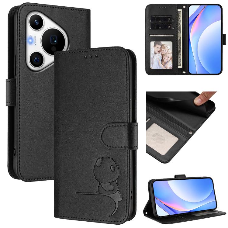 Litter Panda Embossing RFID Leather Phone Case with Lanyard, For Huawei nova 12i / nova 13i 4G, For Huawei Mate 70 Pro, For Huawei Mate 70, For Huawei nova 13 Pro, For Huawei nova 12 / nova 13, For Huawei Pura 70 Pro / 70 Pro+, For Huawei nova 12s     ...