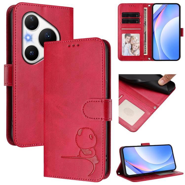 Litter Panda Embossing RFID Leather Phone Case with Lanyard, For Huawei nova 14 Lite / nova 16z, For Huawei Mate 70 Air, For Huawei Pura 80 Ultra, For Huawei Pura 80 Pro, For Huawei Pura 80, For Huawei nova 14 Ultra, For Huawei nova 14 Pro             ...
