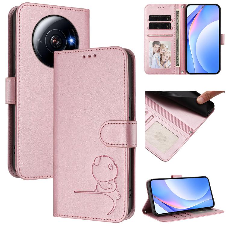 Litter Panda Embossing RFID Leather Phone Case with Lanyard, For Xiaomi 13T / 13T Pro, For Xiaomi 13 Ultra, For Xiaomi Civi 3, For Xiaomi 13 Lite / Civi 2, For Xiaomi 13 Pro, For Xiaomi 13, For Xiaomi 12T / 12T Pro, For Xiaomi 12S Ultra