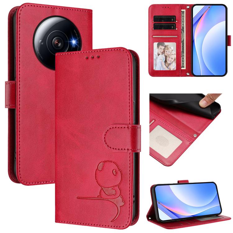 Litter Panda Embossing RFID Leather Phone Case with Lanyard, For Xiaomi 13T / 13T Pro, For Xiaomi 13 Ultra, For Xiaomi Civi 3, For Xiaomi 13 Lite / Civi 2, For Xiaomi 13 Pro, For Xiaomi 13, For Xiaomi 12T / 12T Pro, For Xiaomi 12S Ultra