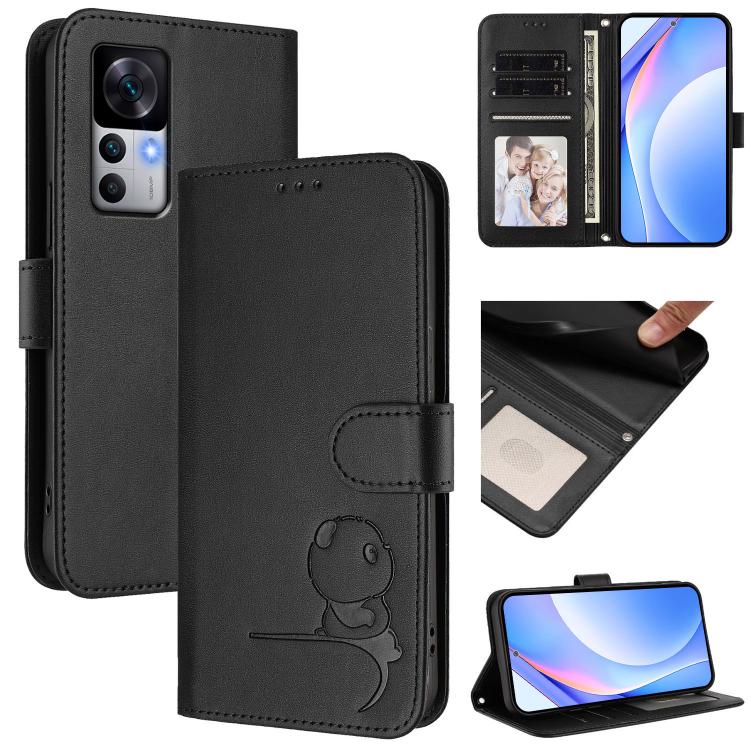 Litter Panda Embossing RFID Leather Phone Case with Lanyard, For Xiaomi 13T / 13T Pro, For Xiaomi 13 Ultra, For Xiaomi Civi 3, For Xiaomi 13 Lite / Civi 2, For Xiaomi 13 Pro, For Xiaomi 13, For Xiaomi 12T / 12T Pro, For Xiaomi 12S Ultra