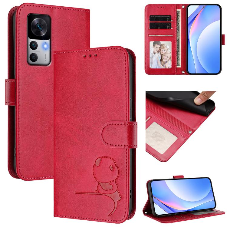 Litter Panda Embossing RFID Leather Phone Case with Lanyard, For Xiaomi 13T / 13T Pro, For Xiaomi 13 Ultra, For Xiaomi Civi 3, For Xiaomi 13 Lite / Civi 2, For Xiaomi 13 Pro, For Xiaomi 13, For Xiaomi 12T / 12T Pro, For Xiaomi 12S Ultra