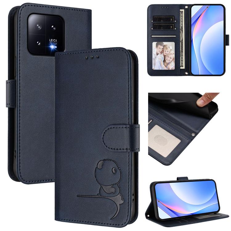 Litter Panda Embossing RFID Leather Phone Case with Lanyard, For Xiaomi 13T / 13T Pro, For Xiaomi 13 Ultra, For Xiaomi Civi 3, For Xiaomi 13 Lite / Civi 2, For Xiaomi 13 Pro, For Xiaomi 13, For Xiaomi 12T / 12T Pro, For Xiaomi 12S Ultra
