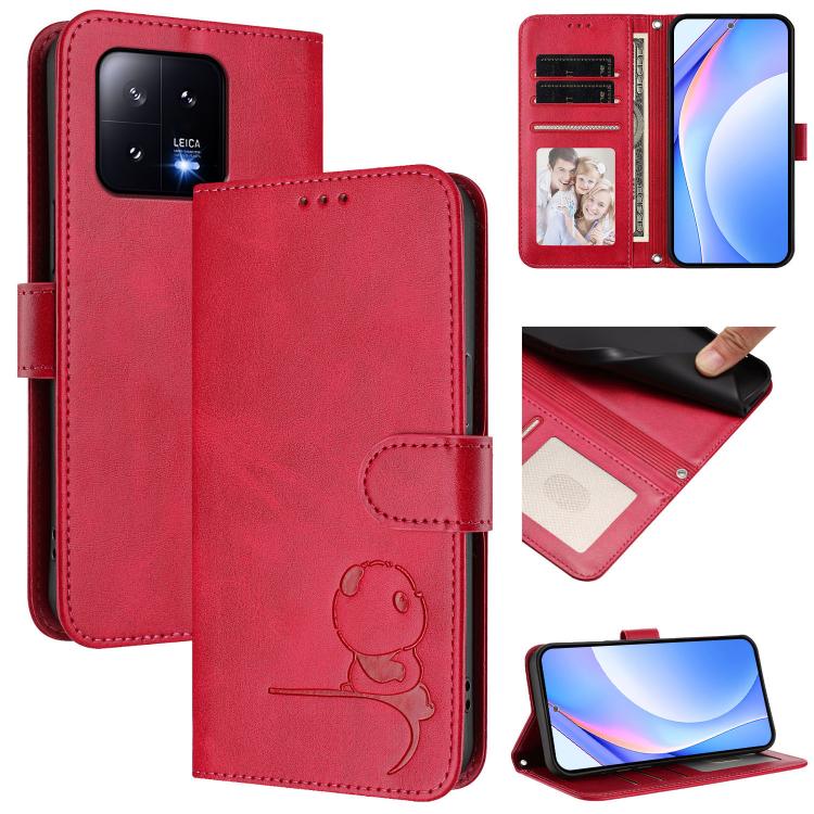 Litter Panda Embossing RFID Leather Phone Case with Lanyard, For Xiaomi 13T / 13T Pro, For Xiaomi 13 Ultra, For Xiaomi Civi 3, For Xiaomi 13 Lite / Civi 2, For Xiaomi 13 Pro, For Xiaomi 13, For Xiaomi 12T / 12T Pro, For Xiaomi 12S Ultra