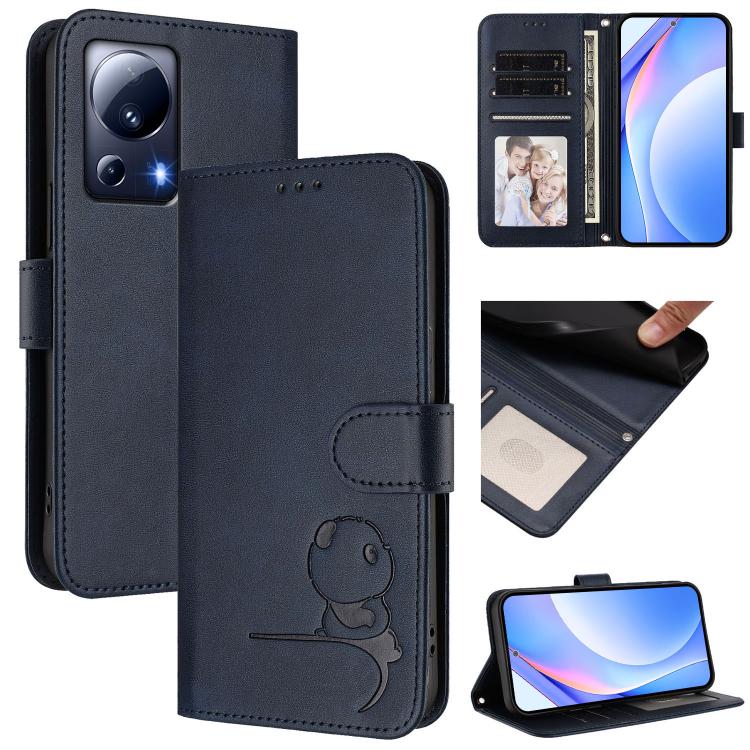 Litter Panda Embossing RFID Leather Phone Case with Lanyard, For Xiaomi 13T / 13T Pro, For Xiaomi 13 Ultra, For Xiaomi Civi 3, For Xiaomi 13 Lite / Civi 2, For Xiaomi 13 Pro, For Xiaomi 13, For Xiaomi 12T / 12T Pro, For Xiaomi 12S Ultra