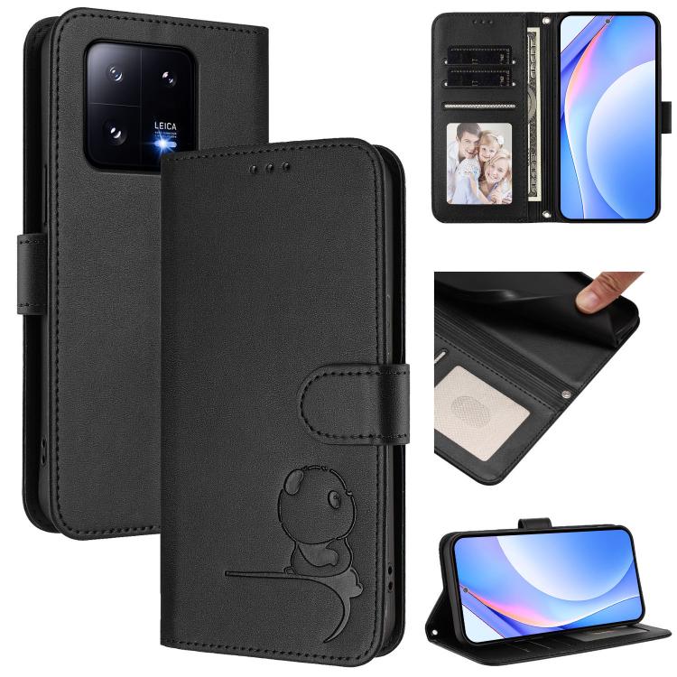 Litter Panda Embossing RFID Leather Phone Case with Lanyard, For Xiaomi 13T / 13T Pro, For Xiaomi 13 Ultra, For Xiaomi Civi 3, For Xiaomi 13 Lite / Civi 2, For Xiaomi 13 Pro, For Xiaomi 13, For Xiaomi 12T / 12T Pro, For Xiaomi 12S Ultra