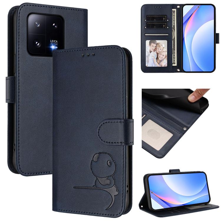 Litter Panda Embossing RFID Leather Phone Case with Lanyard, For Xiaomi 13T / 13T Pro, For Xiaomi 13 Ultra, For Xiaomi Civi 3, For Xiaomi 13 Lite / Civi 2, For Xiaomi 13 Pro, For Xiaomi 13, For Xiaomi 12T / 12T Pro, For Xiaomi 12S Ultra