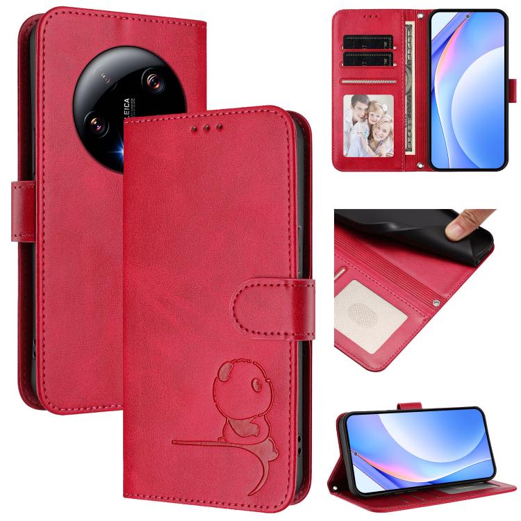 Litter Panda Embossing RFID Leather Phone Case with Lanyard, For Xiaomi 13T / 13T Pro, For Xiaomi 13 Ultra, For Xiaomi Civi 3, For Xiaomi 13 Lite / Civi 2, For Xiaomi 13 Pro, For Xiaomi 13, For Xiaomi 12T / 12T Pro, For Xiaomi 12S Ultra