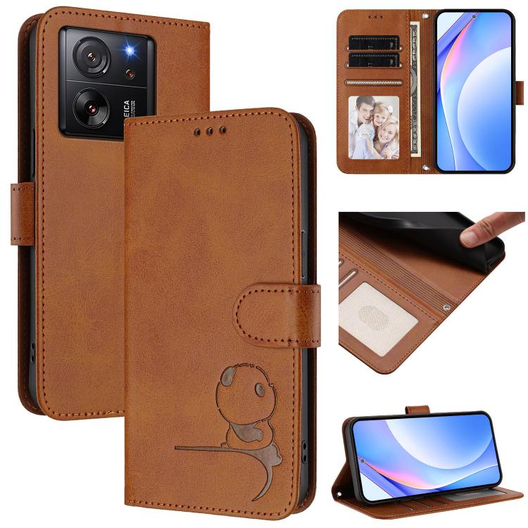 Litter Panda Embossing RFID Leather Phone Case with Lanyard, For Xiaomi 13T / 13T Pro, For Xiaomi 13 Ultra, For Xiaomi Civi 3, For Xiaomi 13 Lite / Civi 2, For Xiaomi 13 Pro, For Xiaomi 13, For Xiaomi 12T / 12T Pro, For Xiaomi 12S Ultra