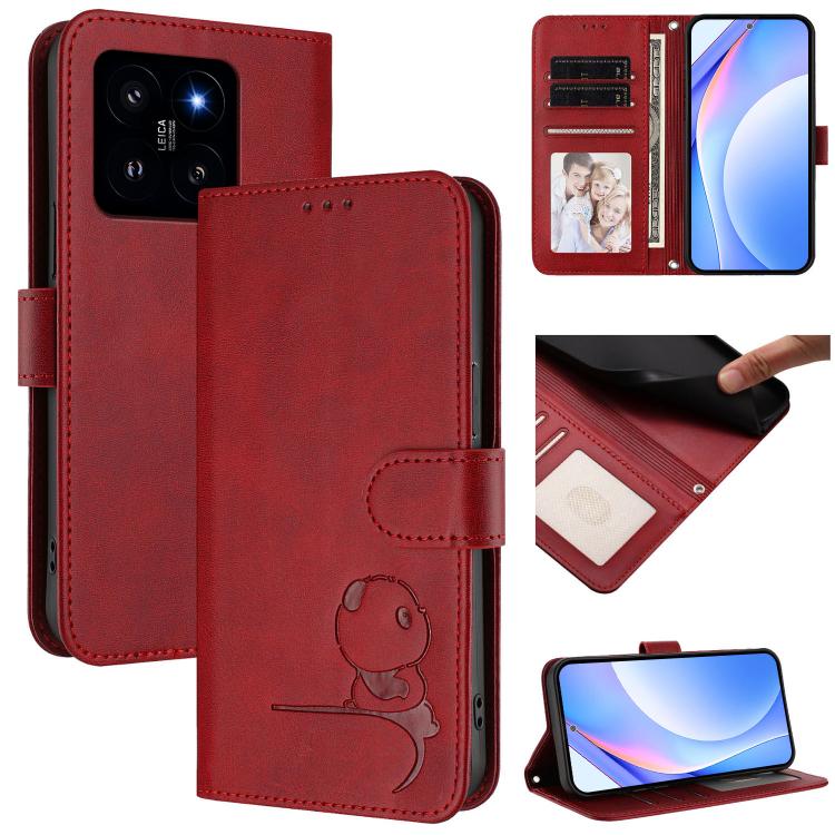 Litter Panda Embossing RFID Leather Phone Case with Lanyard, For Xiaomi Poco F6, For Xiaomi Poco F7, For Xiaomi Poco F6 Pro, For Xiaomi Poco X6 Neo, For Xiaomi Poco X6 Pro, For Xiaomi 14 Ultra, For Xiaomi 14 Pro, For Xiaomi 14