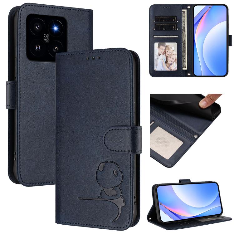 Litter Panda Embossing RFID Leather Phone Case with Lanyard, For Xiaomi Poco F6, For Xiaomi Poco F7, For Xiaomi Poco F6 Pro, For Xiaomi Poco X6 Neo, For Xiaomi Poco X6 Pro, For Xiaomi 14 Ultra, For Xiaomi 14 Pro, For Xiaomi 14
