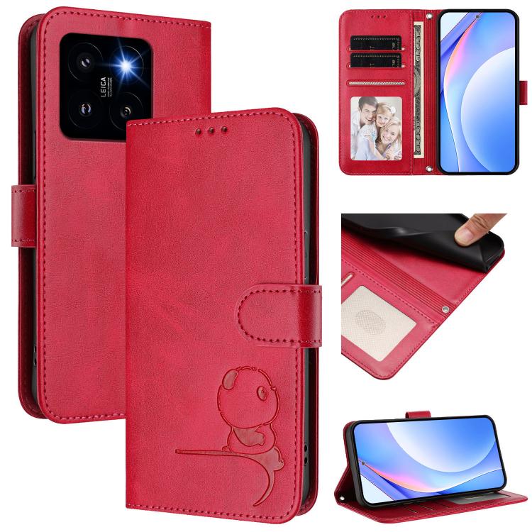 Litter Panda Embossing RFID Leather Phone Case with Lanyard, For Xiaomi Poco F6, For Xiaomi Poco F7, For Xiaomi Poco F6 Pro, For Xiaomi Poco X6 Neo, For Xiaomi Poco X6 Pro, For Xiaomi 14 Ultra, For Xiaomi 14 Pro, For Xiaomi 14