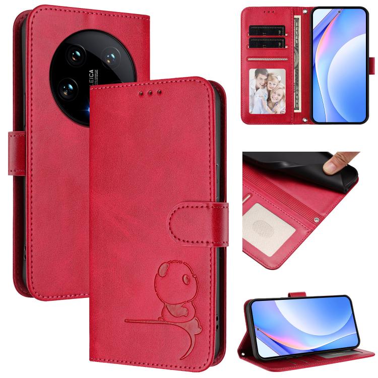 Litter Panda Embossing RFID Leather Phone Case with Lanyard, For Xiaomi Poco F6, For Xiaomi Poco F7, For Xiaomi Poco F6 Pro, For Xiaomi Poco X6 Neo, For Xiaomi Poco X6 Pro, For Xiaomi 14 Ultra, For Xiaomi 14 Pro, For Xiaomi 14