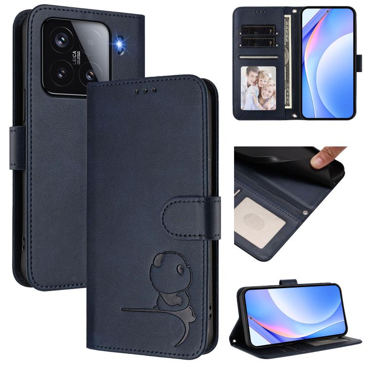 Litter Panda Embossing RFID Leather Phone Case with Lanyard, For Xiaomi Poco X7, For Xiaomi 15 Ultra, For Xiaomi Poco X7 Pro, For Xiaomi Poco M7 Pro 5G, For Xiaomi 15 Pro, For Xiaomi 15, For Xiaomi 14T Pro, For Xiaomi 14T