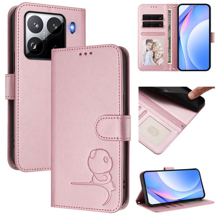 Litter Panda Embossing RFID Leather Phone Case with Lanyard, For Xiaomi Poco X7, For Xiaomi 15 Ultra, For Xiaomi Poco X7 Pro, For Xiaomi Poco M7 Pro 5G, For Xiaomi 15 Pro, For Xiaomi 15, For Xiaomi 14T Pro, For Xiaomi 14T