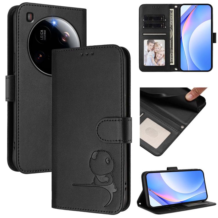 Litter Panda Embossing RFID Leather Phone Case with Lanyard, For Xiaomi Poco X7, For Xiaomi 15 Ultra, For Xiaomi Poco X7 Pro, For Xiaomi Poco M7 Pro 5G, For Xiaomi 15 Pro, For Xiaomi 15, For Xiaomi 14T Pro, For Xiaomi 14T