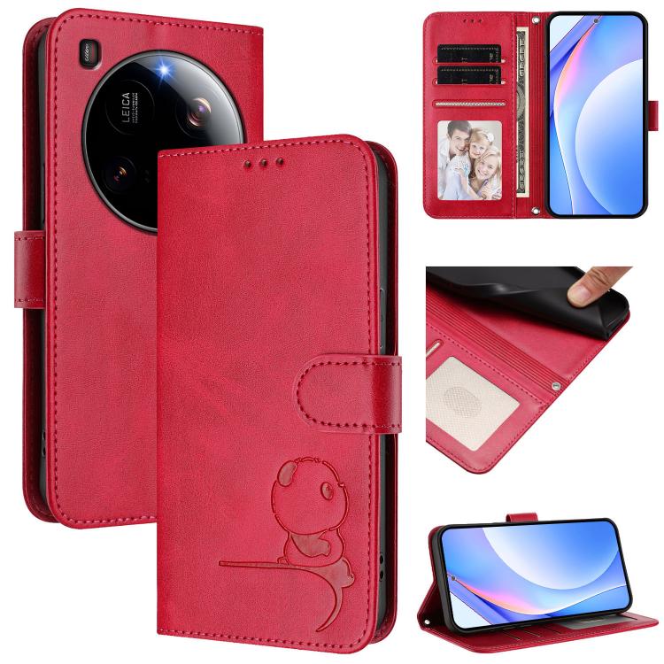 Litter Panda Embossing RFID Leather Phone Case with Lanyard, For Xiaomi Poco X7, For Xiaomi 15 Ultra, For Xiaomi Poco X7 Pro, For Xiaomi Poco M7 Pro 5G, For Xiaomi 15 Pro, For Xiaomi 15, For Xiaomi 14T Pro, For Xiaomi 14T