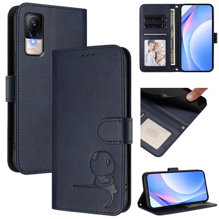 Litter Panda Embossing RFID Leather Phone Case with Lanyard, For Xiaomi Poco C40, For Xiaomi Civi 1S, For Xiaomi Poco M4 Pro 4G, For Xiaomi Poco X4 Pro 5G