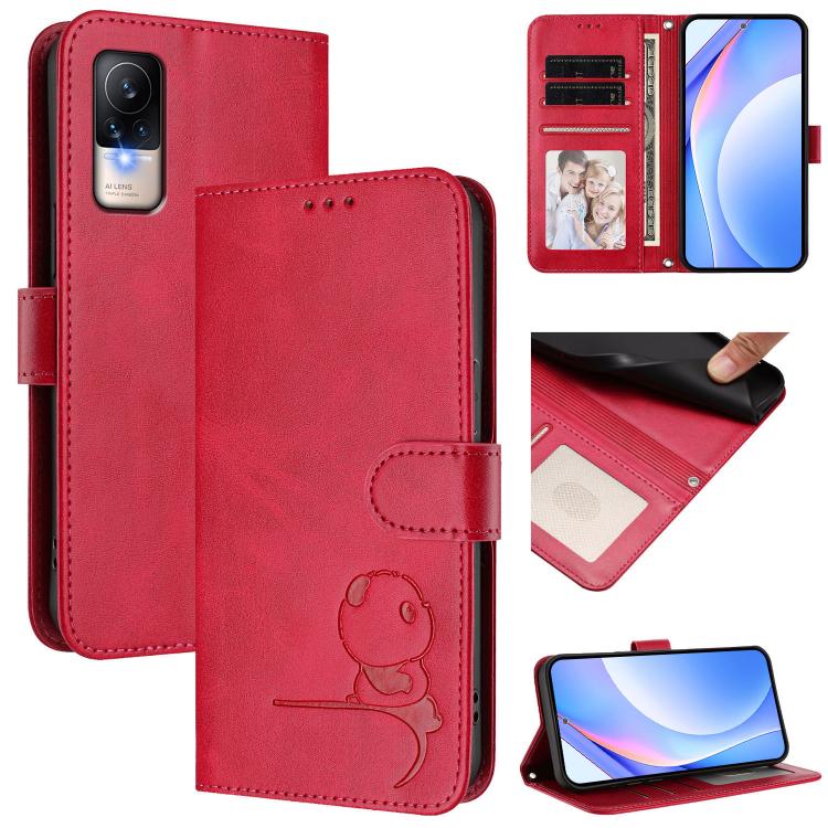 Litter Panda Embossing RFID Leather Phone Case with Lanyard, For Xiaomi Poco C40, For Xiaomi Civi 1S, For Xiaomi Poco M4 Pro 4G, For Xiaomi Poco X4 Pro 5G