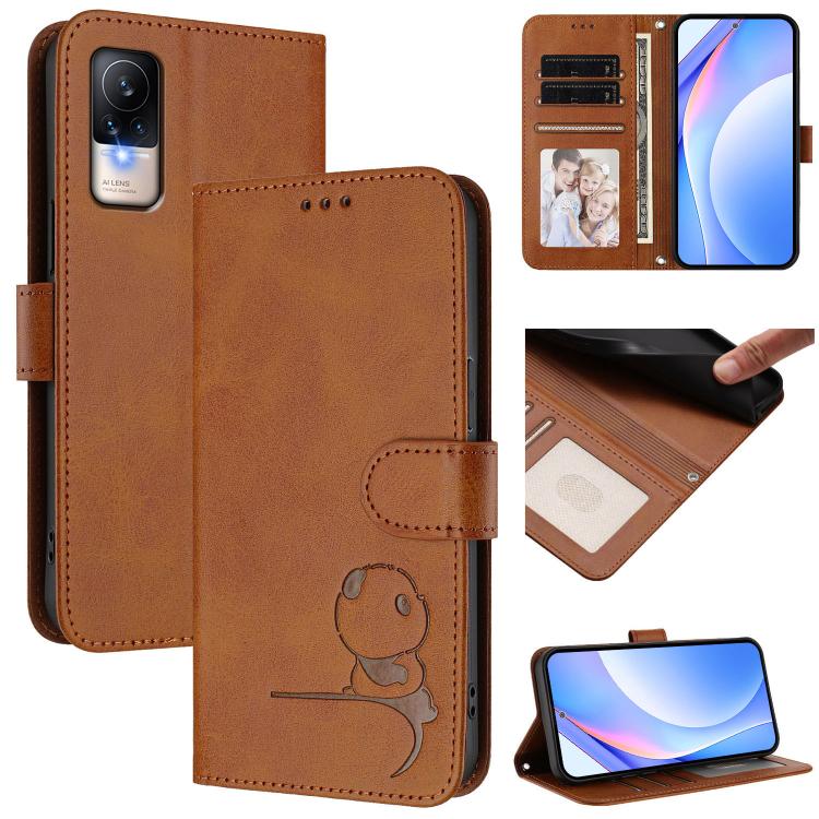 Litter Panda Embossing RFID Leather Phone Case with Lanyard, For Xiaomi Poco C40, For Xiaomi Civi 1S, For Xiaomi Poco M4 Pro 4G, For Xiaomi Poco X4 Pro 5G