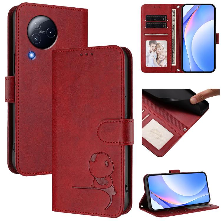 Litter Panda Embossing RFID Leather Phone Case with Lanyard, For Xiaomi 13T / 13T Pro, For Xiaomi 13 Ultra, For Xiaomi Civi 3, For Xiaomi 13 Lite / Civi 2, For Xiaomi 13 Pro, For Xiaomi 13, For Xiaomi 12T / 12T Pro, For Xiaomi 12S Ultra