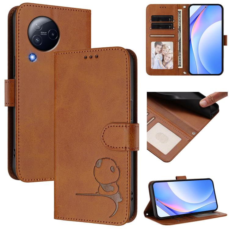 Litter Panda Embossing RFID Leather Phone Case with Lanyard, For Xiaomi 13T / 13T Pro, For Xiaomi 13 Ultra, For Xiaomi Civi 3, For Xiaomi 13 Lite / Civi 2, For Xiaomi 13 Pro, For Xiaomi 13, For Xiaomi 12T / 12T Pro, For Xiaomi 12S Ultra