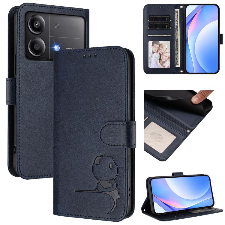 Litter Panda Embossing RFID Leather Phone Case with Lanyard, For Xiaomi Poco F6, For Xiaomi Poco F7, For Xiaomi Poco F6 Pro, For Xiaomi Poco X6 Neo, For Xiaomi Poco X6 Pro, For Xiaomi 14 Ultra, For Xiaomi 14 Pro, For Xiaomi 14