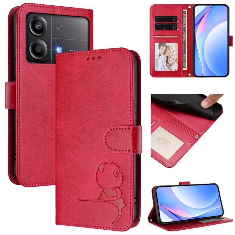Litter Panda Embossing RFID Leather Phone Case with Lanyard, For Xiaomi Poco F6, For Xiaomi Poco F7, For Xiaomi Poco F6 Pro, For Xiaomi Poco X6 Neo, For Xiaomi Poco X6 Pro, For Xiaomi 14 Ultra, For Xiaomi 14 Pro, For Xiaomi 14