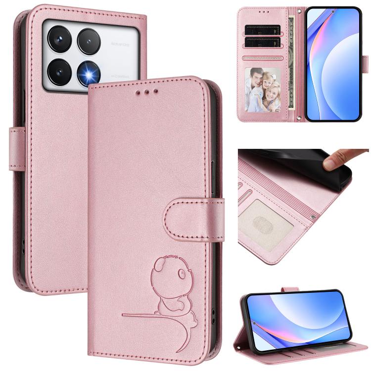 Litter Panda Embossing RFID Leather Phone Case with Lanyard, For Xiaomi Poco F6, For Xiaomi Poco F7, For Xiaomi Poco F6 Pro, For Xiaomi Poco X6 Neo, For Xiaomi Poco X6 Pro, For Xiaomi 14 Ultra, For Xiaomi 14 Pro, For Xiaomi 14