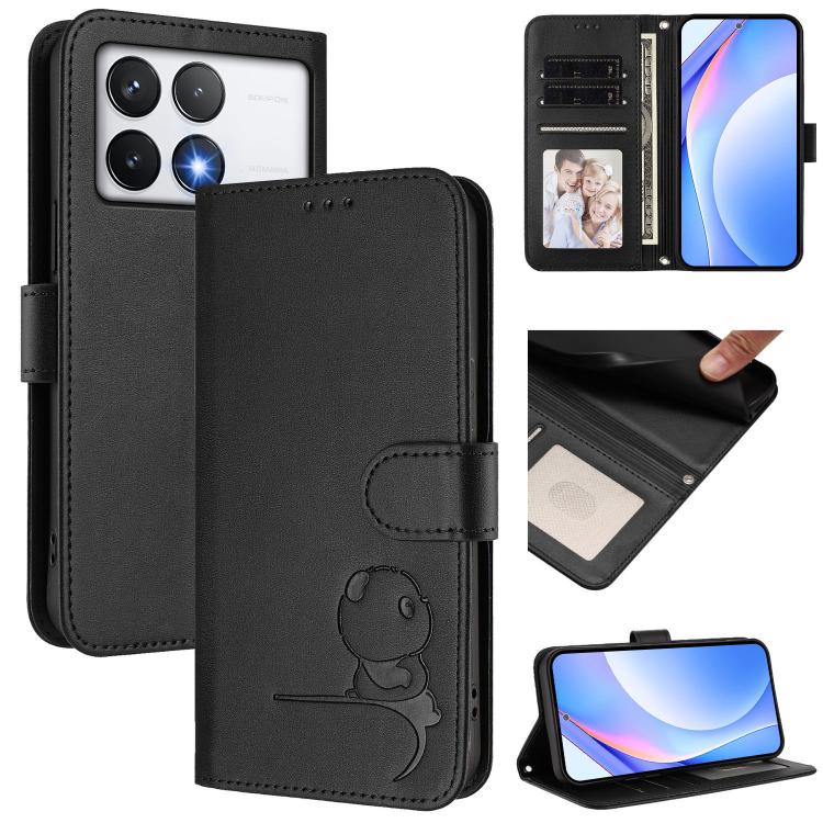 Litter Panda Embossing RFID Leather Phone Case with Lanyard, For Xiaomi Poco F6, For Xiaomi Poco F7, For Xiaomi Poco F6 Pro, For Xiaomi Poco X6 Neo, For Xiaomi Poco X6 Pro, For Xiaomi 14 Ultra, For Xiaomi 14 Pro, For Xiaomi 14