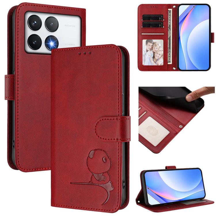Litter Panda Embossing RFID Leather Phone Case with Lanyard, For Xiaomi Poco F6, For Xiaomi Poco F7, For Xiaomi Poco F6 Pro, For Xiaomi Poco X6 Neo, For Xiaomi Poco X6 Pro, For Xiaomi 14 Ultra, For Xiaomi 14 Pro, For Xiaomi 14