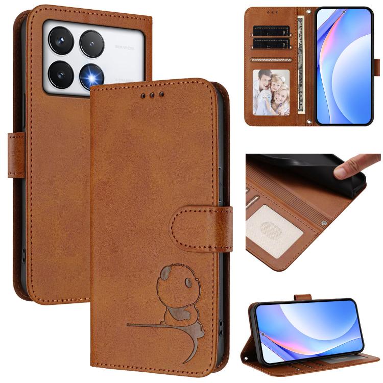 Litter Panda Embossing RFID Leather Phone Case with Lanyard, For Xiaomi Poco F6, For Xiaomi Poco F7, For Xiaomi Poco F6 Pro, For Xiaomi Poco X6 Neo, For Xiaomi Poco X6 Pro, For Xiaomi 14 Ultra, For Xiaomi 14 Pro, For Xiaomi 14