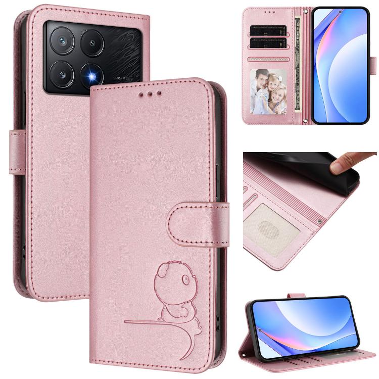 Litter Panda Embossing RFID Leather Phone Case with Lanyard, For Xiaomi Poco F6, For Xiaomi Poco F7, For Xiaomi Poco F6 Pro, For Xiaomi Poco X6 Neo, For Xiaomi Poco X6 Pro, For Xiaomi 14 Ultra, For Xiaomi 14 Pro, For Xiaomi 14