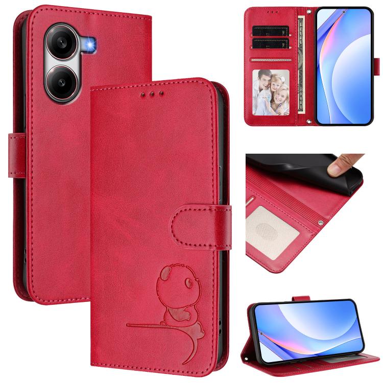 Litter Panda Embossing RFID Leather Phone Case with Lanyard, For Xiaomi Poco X7, For Xiaomi 15 Ultra, For Xiaomi Poco X7 Pro, For Xiaomi Poco M7 Pro 5G, For Xiaomi 15 Pro, For Xiaomi 15, For Xiaomi 14T Pro, For Xiaomi 14T