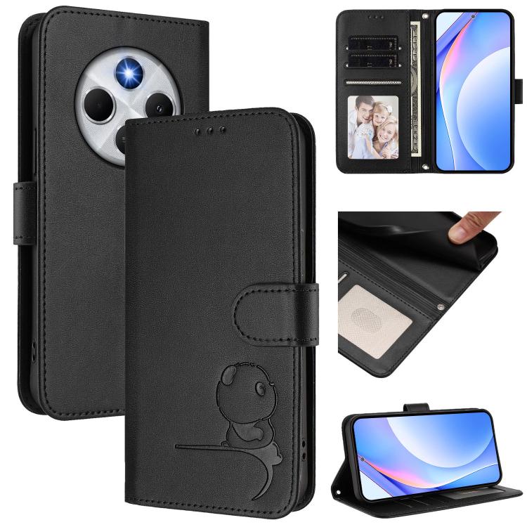 Litter Panda Embossing RFID Leather Phone Case with Lanyard, For Redmi Note 14 Pro 4G, For Redmi Note 14 4G 163.25mm, For Redmi 14C 4G / 14R 5G / A4 5G, For Redmi K70 Ultra, For Redmi A3 / A3x / Xiaomi Poco C61, For Redmi 13C 4G / 5G / Poco C65        ...