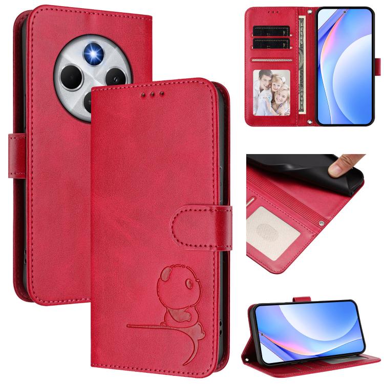 Litter Panda Embossing RFID Leather Phone Case with Lanyard, For Redmi Note 14 Pro 4G, For Redmi Note 14 4G 163.25mm, For Redmi 14C 4G / 14R 5G / A4 5G, For Redmi K70 Ultra, For Redmi A3 / A3x / Xiaomi Poco C61, For Redmi 13C 4G / 5G / Poco C65        ...