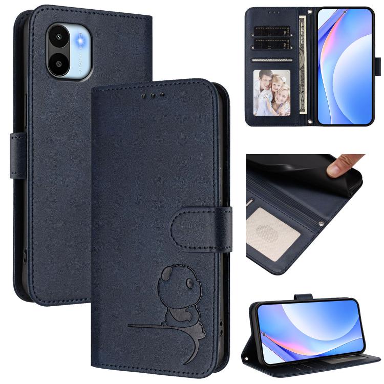 Litter Panda Embossing RFID Leather Phone Case with Lanyard, For Redmi A1 / A2 4G, For Redmi 11A / Xiaomi Poco C55, For Redmi Note 12 Pro 5G Global / India, For Redmi Note 12 5G Global / India