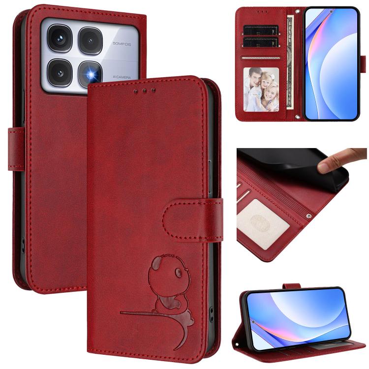 Litter Panda Embossing RFID Leather Phone Case with Lanyard, For Redmi Note 14 Pro 4G, For Redmi Note 14 4G 163.25mm, For Redmi 14C 4G / 14R 5G / A4 5G, For Redmi K70 Ultra, For Redmi A3 / A3x / Xiaomi Poco C61, For Redmi 13C 4G / 5G / Poco C65        ...