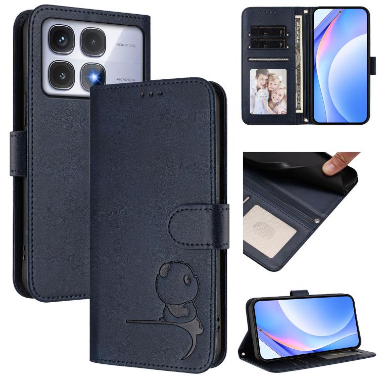 Litter Panda Embossing RFID Leather Phone Case with Lanyard, For Redmi Note 14 Pro 4G, For Redmi Note 14 4G 163.25mm, For Redmi 14C 4G / 14R 5G / A4 5G, For Redmi K70 Ultra, For Redmi A3 / A3x / Xiaomi Poco C61, For Redmi 13C 4G / 5G / Poco C65        ...
