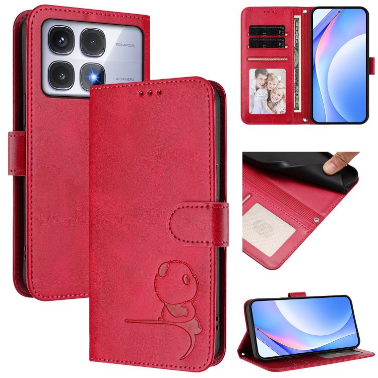Litter Panda Embossing RFID Leather Phone Case with Lanyard, For Redmi Note 14 Pro 4G, For Redmi Note 14 4G 163.25mm, For Redmi 14C 4G / 14R 5G / A4 5G, For Redmi K70 Ultra, For Redmi A3 / A3x / Xiaomi Poco C61, For Redmi 13C 4G / 5G / Poco C65        ...