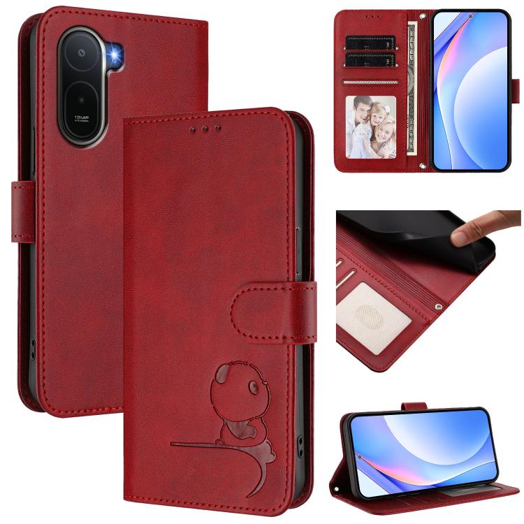 Litter Panda Embossing RFID Leather Phone Case with Lanyard, For Redmi A7 / A5 4G 171mm / Poco C71, For Redmi K90 Max 5G, For Redmi A7 Pro 171mm / Poco C85x 5G, For Redmi Turbo 5 Max / Poco X8 Pro Max, For Redmi Turbo 5 / Poco X8 Pro 5G                ...