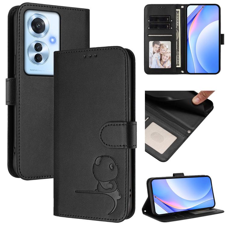 Litter Panda Embossing RFID Leather Phone Case with Lanyard, For OPPO K12x 5G Global, For OPPO Reno12 Pro 5G Global, For OPPO Reno12 5G Global, For OPPO A2 Pro 5G / F27 Pro / F27 Pro+, For OPPO A60 4G Global, For OPPO Reno11 F 5G Global, For OPPO Find ...