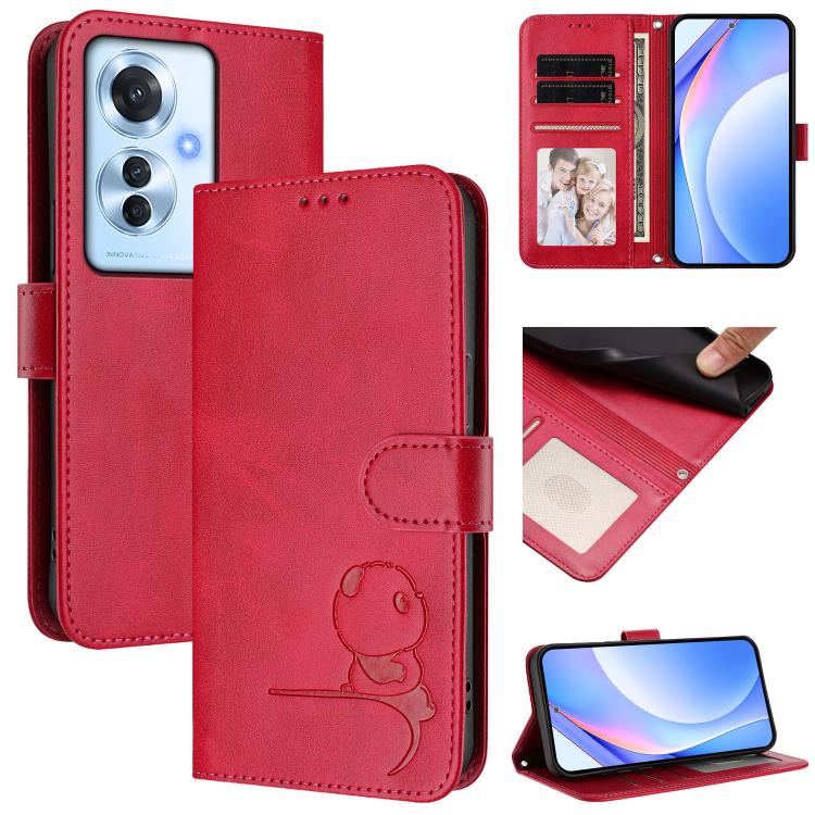 Litter Panda Embossing RFID Leather Phone Case with Lanyard, For OPPO K12x 5G Global, For OPPO Reno12 Pro 5G Global, For OPPO Reno12 5G Global, For OPPO A2 Pro 5G / F27 Pro / F27 Pro+, For OPPO A60 4G Global, For OPPO Reno11 F 5G Global, For OPPO Find ...
